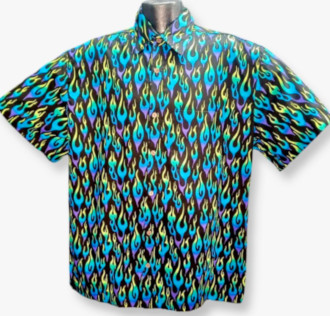 Blue and Black Flames Hawaiian Shirt